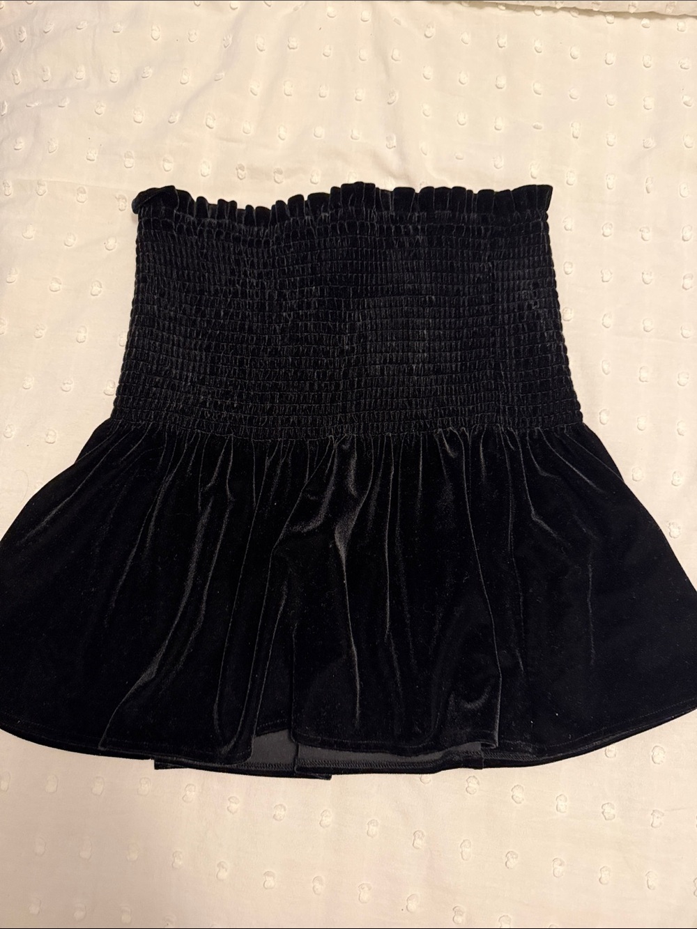 Zara Black Velvet Smocked Tube Top